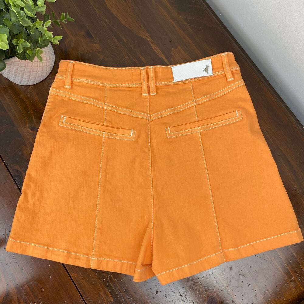 Patrizia Pepe Orange Spray Denim Trouser Shorts - Size 27 - Picture 6 of 8